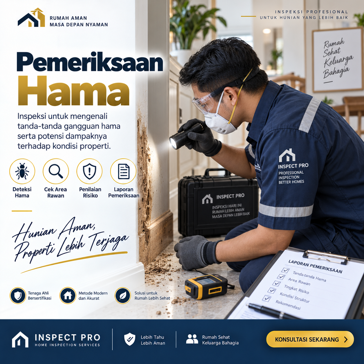 Bagian luar rumah untuk ilustrasi inspeksi hama